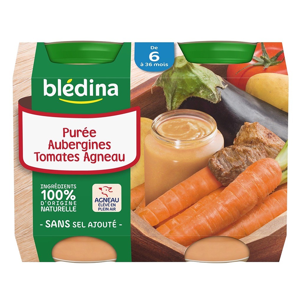Bledina Puree Aubergine Tomate Agneau De 6 A 36 Mois Par 2 Pots De 0g Lot De 8 Soit 16 Pots Megastorexpress Com