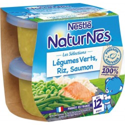 NaturNes Bébé Légumes Verts Riz Saumon x2 200g (lot de 4)
