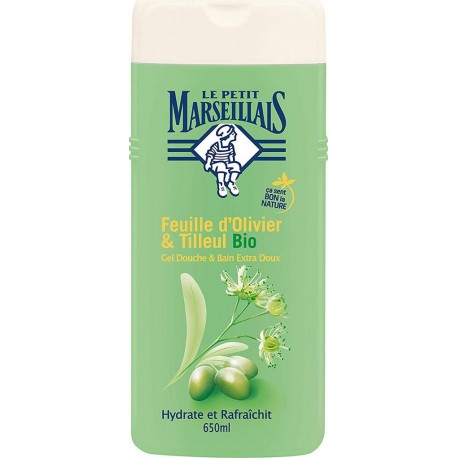 Le petit marseillais gel douche & bain extra doux feuille olive & tilleul bio 650ml