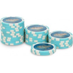 Pokeo Rouleau 25 jetons Laser Las Vegas $50 bleu ciel