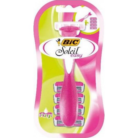 Bic Soleil Easy pour Femme 1 Manche de Rasoir Jetable + 4 Recharges (lot de 3)