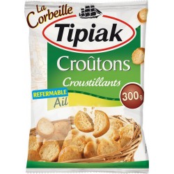 Tipiak La Corbeille Croûtons Croustillants Ail Format Familial Refermable 300g (lot de 4)