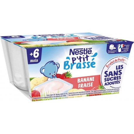 NESTLE P’tit Brassé Banane Fraise 4x100g