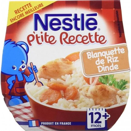 Nestlé P’tite Recette Blanquette de Riz Dinde (+12 mois) par 2 pots de 200g (lot de 6 soit 12 pots)