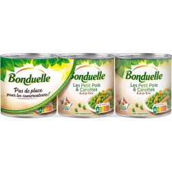 BONDUELLE PETITS POIS CAROTTES EXTRA FIN 1/4X3 600g