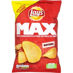 Lay’s Chips Max Maxi Craquantes pour un Max de Goût Nature 120g (lot de 6)
