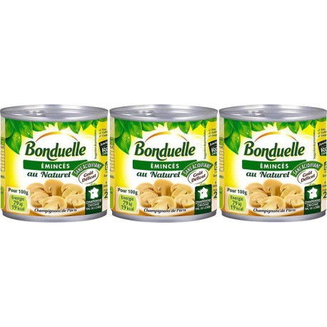 BONDUELLE champignons émincés 1/4 x3 345g