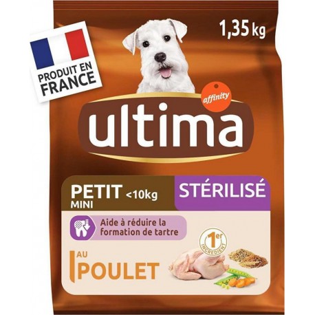 ULTIMA Croquettes Chiens Petits Gabaris stérilisé Poulet Légumes 1,35Kg