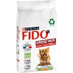 Fido Croquettes Croq Mix Chiens (petits chiens de moins de 25Kg) au Boeuf, Céréales et Légumes 1Kg (lot de 3)