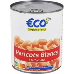 Haricots blancs Eco+ A la tomate 530g