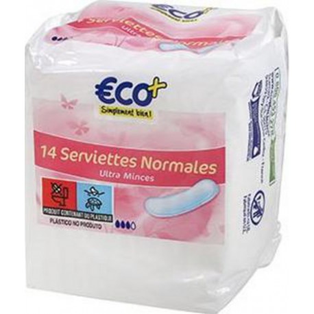 Serviettes hygiéniques Eco+ Normales Ultra minces x14