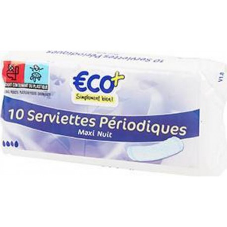 Serviettes maxi nuit Eco+ x10