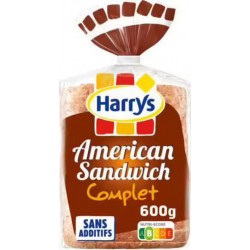 HARRYS American Sandwich Pain de mie Complet Grandes Tranches 600g (lot de 2)