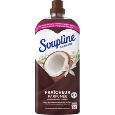 SOUPLINE Adoucissant Concentré parfum Coco, fraîcheur parfumée aux huiles essentielles x52 1,2L