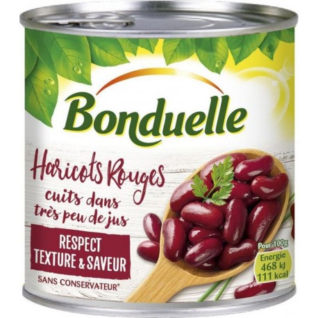 BONDUELLE Haricots rouges cuits dans très peu de jus sans conservateur 250g