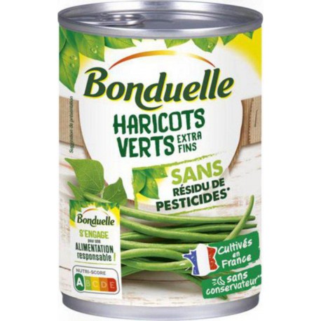 BONDUELLE HARICOTS VERTS SANS RÉSIDUS DE PESTICIDES 220g (lot de 10)