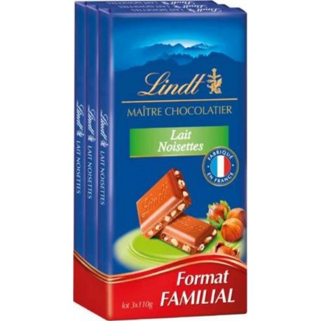 Lindt Chocolat au lait Lait noisette 3x110g