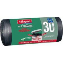 Alfapac Sac poubelle Lien élastique 30L X15