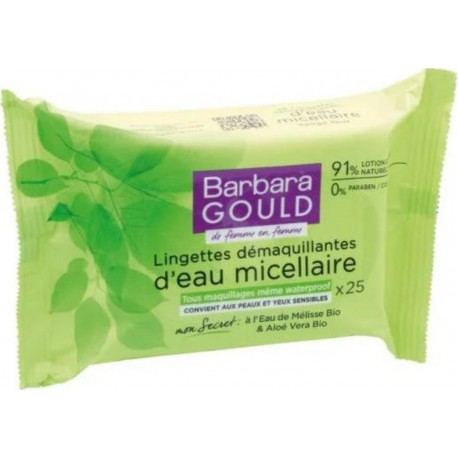 BARBARA GOULD Lingettes démaquillantes d'eau micellaire x25 paquet 25