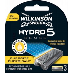 Wilkinson Sword Hydro 5 Sense Energize avec Menthol Lames de Rasoir pour Homme 3 Recharges