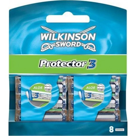 Wilkinson Sword Protector 3 avec Aloé Lames de Rasoir pour Homme 8 Recharges