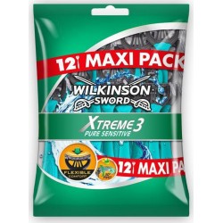 Wilkinson Sword Xtreme 3 Pure Sensitive Rasoirs Jetables pour Homme Maxi Pack de 12