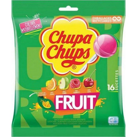 Chupa Chups Bonbons sucettes aux fruits x16 192g (lot de 3)