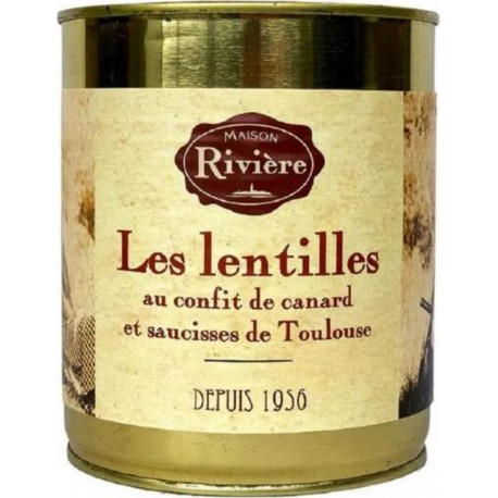 Maison Riviere Plat cuisiné lentilles confit canard 840g