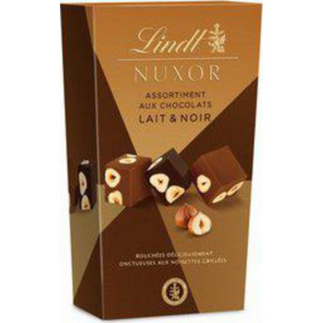 LINDT Nuxor assortiment aux chocolats lait et noir 165g