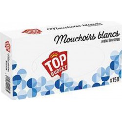 TOP BUDGET MOUCHOIRS blancs x150 boîte 150