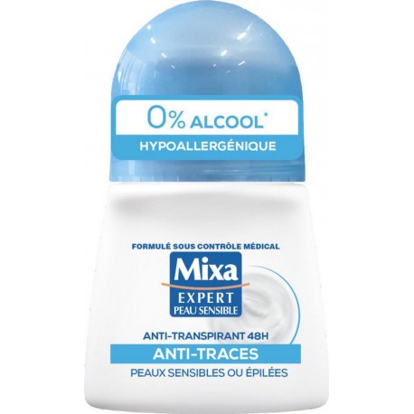 MIXA Expert Peau Sensible Déodorant Anti-Transpirant 48h Anti-Traces 50ml
