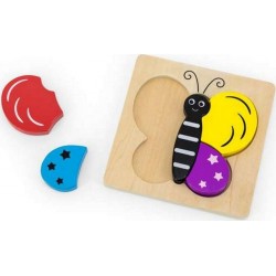 Plan Toys Puzzle à encastrement 5 pièces en bois : Papillon
