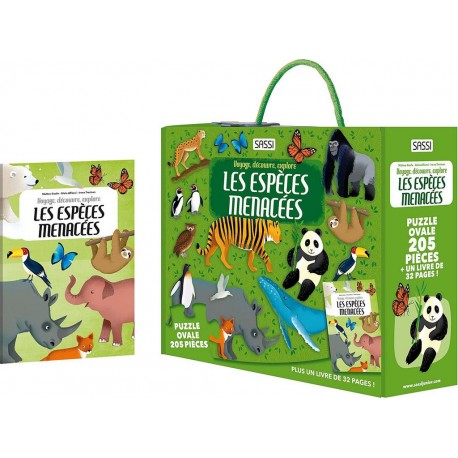 SASSI JUNIOR Puzzle & Livre Voyagez, découvrez, explorez, Les espèces menacées Sassi Junior