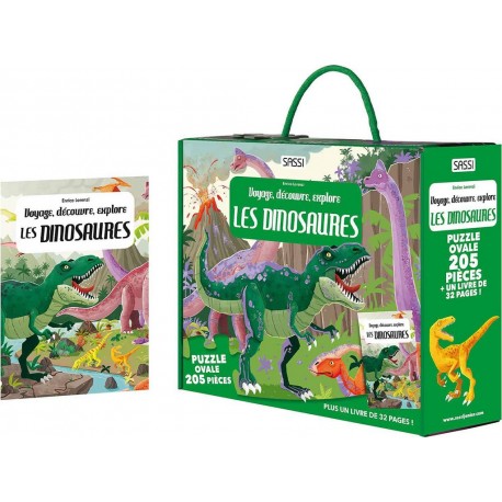 SASSI JUNIOR Puzzle & Livre Voyagez, découvrez, explorez, Les dinosaures Sassi Junior