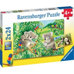 RAVENSBURGER Puzzles 2x24 pièces Mignons koalas et pandas