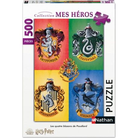 RAVENSBURGER Puzzle Nathan 500 pièces Les quatre blasons de Poudlard / Harry Potter