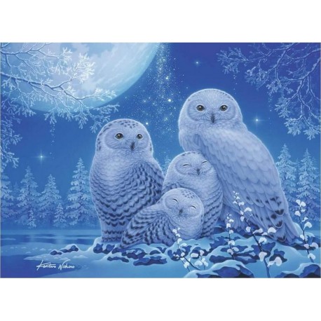 RAVENSBURGER Puzzle 500 pièces : Star Line : Chouettes au clair de lune