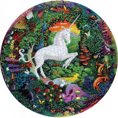 Eeboo Puzzle rond 500 pièces : Jardin de licorne