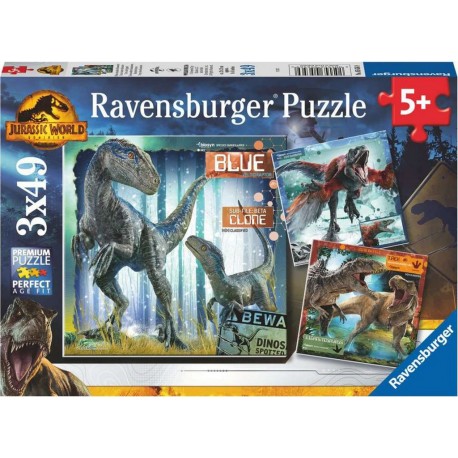 RAVENSBURGER Puzzles T-rex et autres dinosaures 3x49 pieces