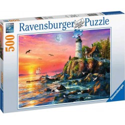 RAVENSBURGER Puzzle 500 pièces : Phare au coucher de soleil