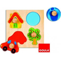 Goula Encastrement 4 pièces en bois : Puzzle couleur