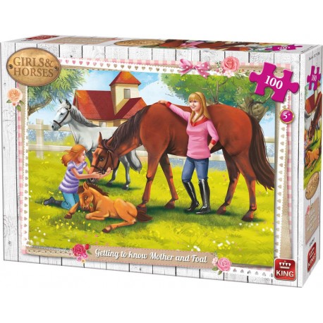 King Puzzles Puzzle 100 pièces : Girls & Horses : Mères et filles