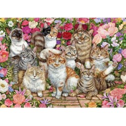 Jumbo Puzzle 1000 pièces : Les chats aux fleurs