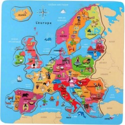 Puzzle en bois carte Europe 18 pieces Pays enfant