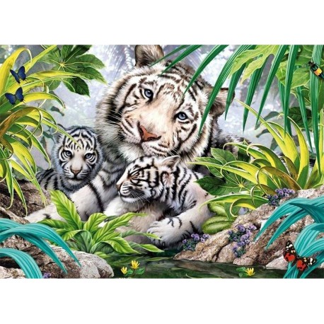 King Puzzles Puzzle 1000 pièces : Tigres blancs