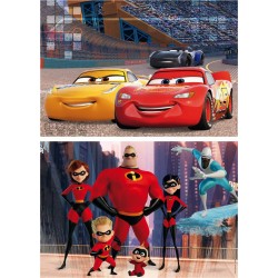 EDUCA Puzzle en bois 2 x 50 pièces : Pixar : Cars et Les Indestructibles