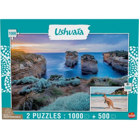 GOLIATH Puzzles 1000 et 500 pièces Collection Ushuaia Island Archway et Kangourou (Australie)