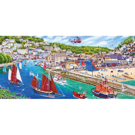 Gibsons Puzzle 636 pièces panoramique : Port de Looe