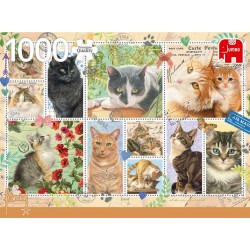 Jumbo Puzzle 1000 pièces : Timbres : Chats