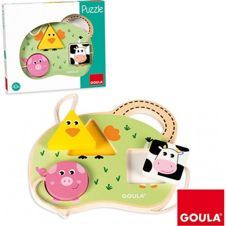 Goula Encastrement 3 pièces en bois : Mon premier puzzle Ferme